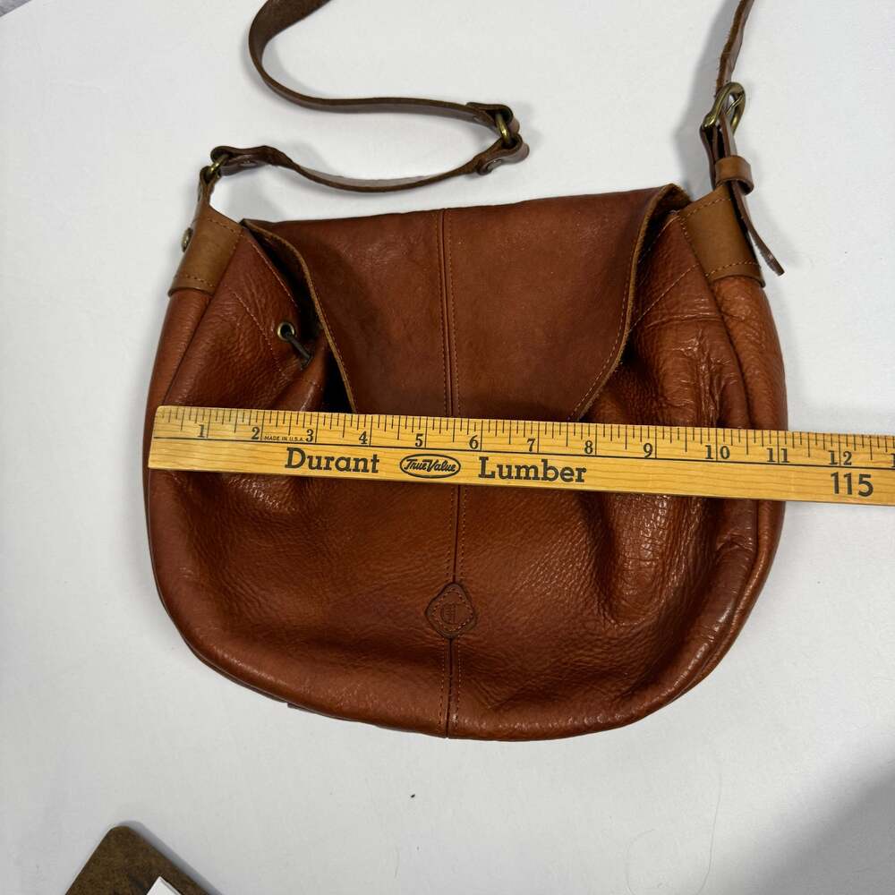 Cledran Japan Brown Pebbled Leather Flap Hobo Crossbody Shoulder Bag - Picture 7 of 10